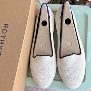 Rothy's White and Black Trim Loafers